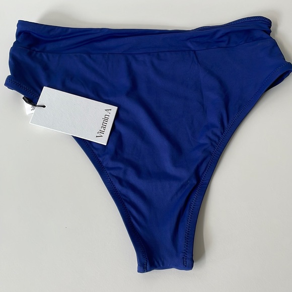 NWT Vitamin A blue high waisted EMMI swim bikini bottom size 10/ L limited ed. - Picture 3 of 12